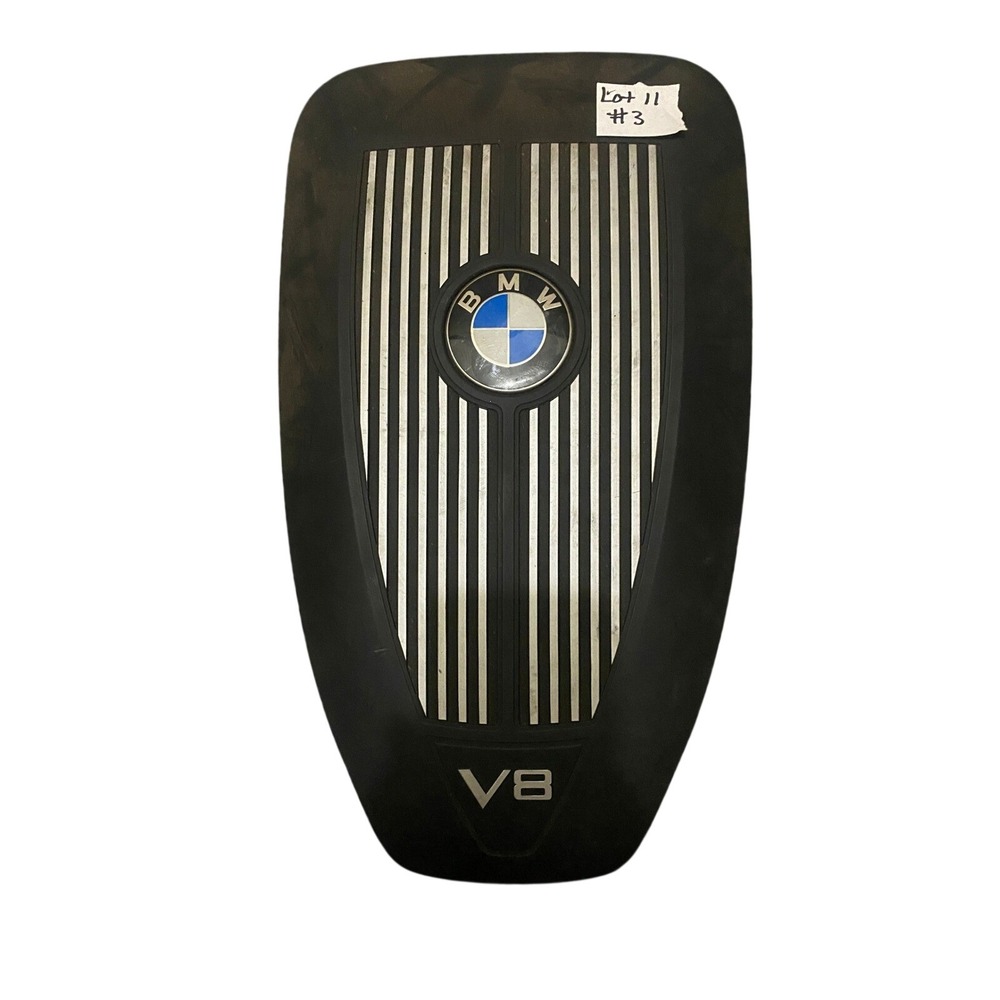 BMW V8 Engine Cover Trim Panel‎ OEM 7548902 Black Silver Emblem
